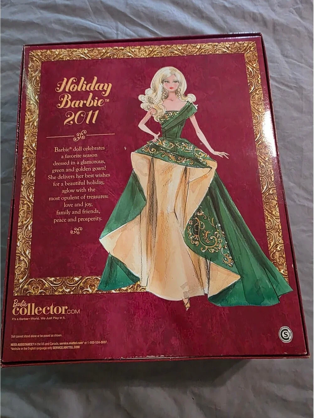Holiday Barbie 2011 Collector Doll in Green and Gold Gown